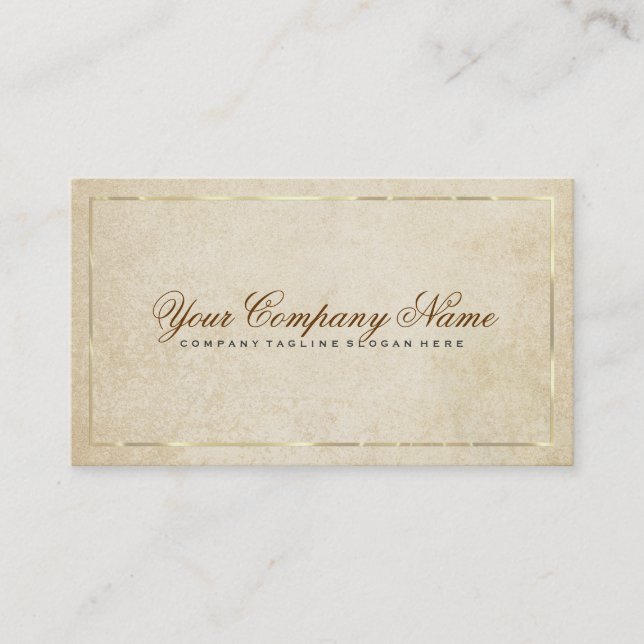 Vintage Beige Papier Hintergrund Gold Akzente 2 Visitenkarte (Vorderseite)
