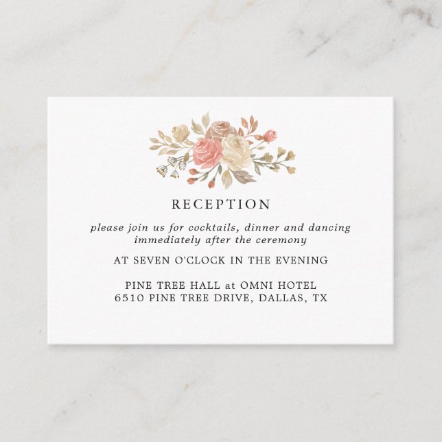 Vintage beige Rose Hochzeitskarten Begleitkarte (Vorderseite)