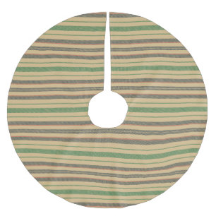 Vintage-beige-rot-grün-gestreiftes Weihnachtsmuste Polyester Weihnachtsbaumdecke