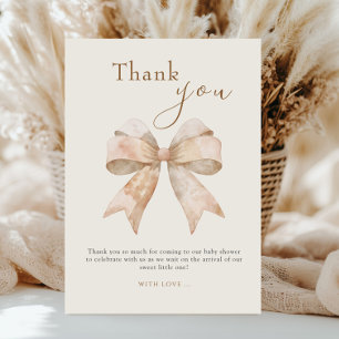 Vintage Beige Schleife Boho Aquarell-Baby Shower Dankeskarte