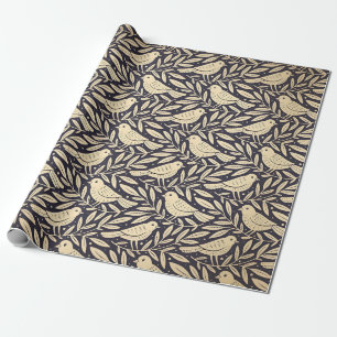 Vintage beige Vogel Muster auf dunklem Hintergrund Geschenkpapier