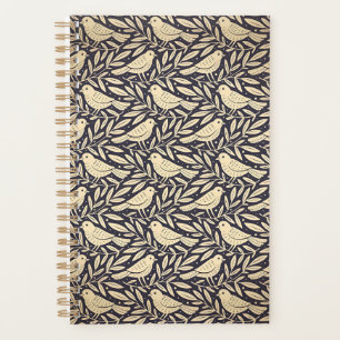Vintage beige Vogel Muster auf dunklem Hintergrund Planer