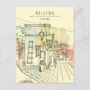 Vintage beijing China Chinesische Reise Wasserfarb Postkarte