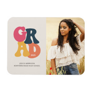 Vintage Bekanntgabe von Typografie Foto Grad aus d Magnet