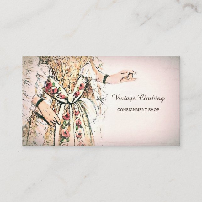 Vintage Bekleidung Shop Französisch Visitenkarte (Vorderseite)