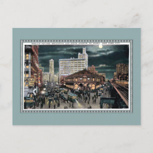 Vintage belebter Herald Sq., Broadway und 6th NYC Postkarte