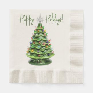 Vintage beleuchtete Keramik-Weihnachtsbaum-Serviet Serviette