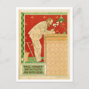 Vintage belgischer Art Nouveau-Architekt advert Postkarte