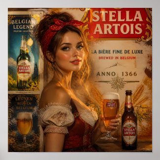 Vintage-Belgisches-Lager-Taverne-Glow-Plakat Poster