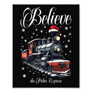 Vintage Believe Weihnachtszug Fotodruck