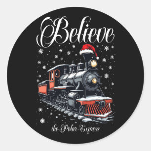 Vintage Believe Weihnachtszug Runder Aufkleber