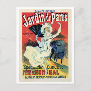 Vintage-Belle-Epoque-Jardin-de-Paris-Nachtparty Postkarte