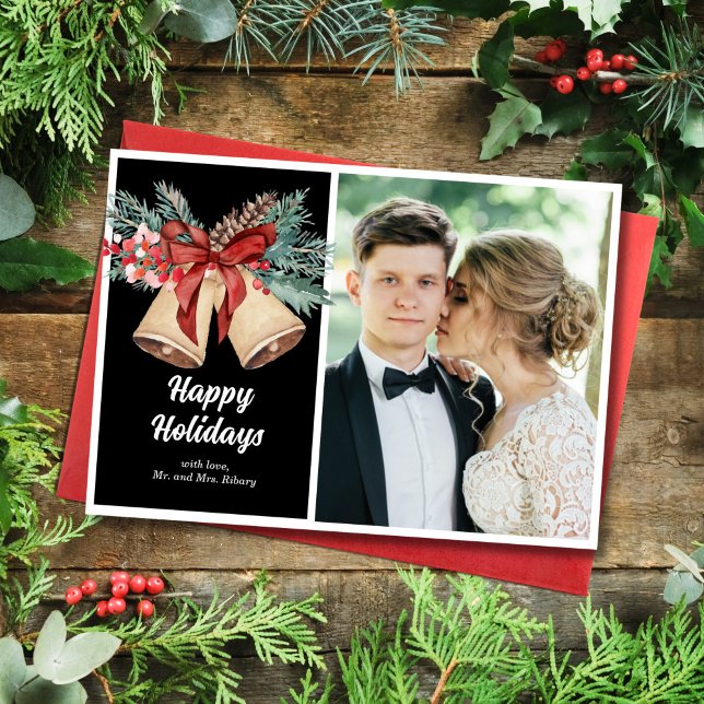 Vintage Bells Flat Holiday Card Feiertagskarte (Von Creator hochgeladen)