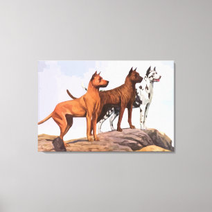 Vintage bemalte Doggen Wrapped Leinwanddruck