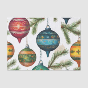 Vintage bemalte Weihnachtsanhänger Seidenpapier