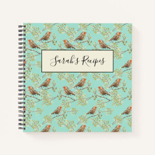 Vintage bemaltes Muster des Europäischen Rotkehlch Notizbuch