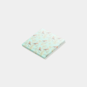 Vintage bemaltes Muster des Europäischen Rotkehlch Post-it Klebezettel