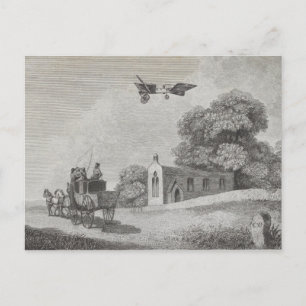 Vintage bemannte Flugmaschine Zeichnend Kunst Postkarte