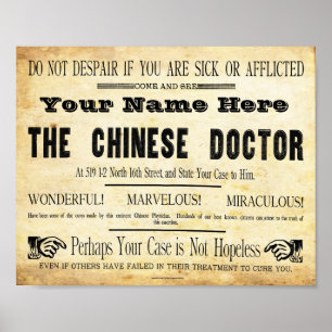 Vintage benutzerdefiniertes chinesisches Arzt-Schi Poster