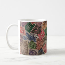 Vintage benutzte Porto-Briefmarken-Collage Tasse