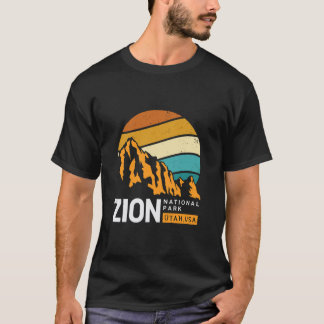 Vintage Berg Retro Sonnenuntergang Zion Nationalpa T-Shirt