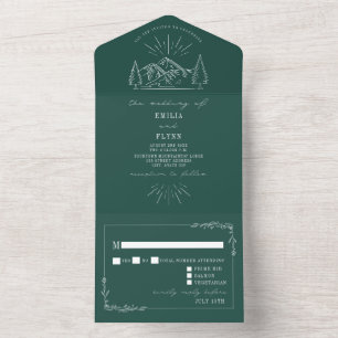 Vintage-Berg-Rustikal-Smaragd-RSVP All In One Einladung