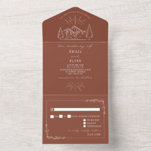 Vintage Berg Rustikal Terrakotta RSVP All In One Einladung