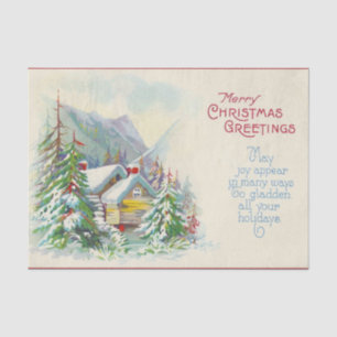 Vintage-Berg-Weihnachtshütte Seidenpapier