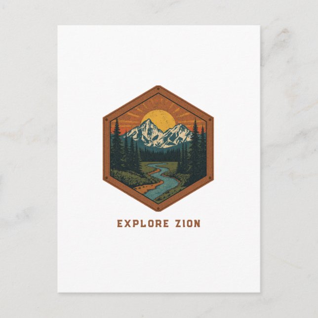 Vintage Bergabenteuer Retro-Abzeichen Postkarte (Vorderseite)