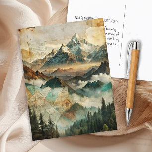 Vintage Berge Kiefernwald Natur-Abenteuer Postkarte