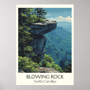 Vintage Bergkulisse  felsiger NC Kunstvoll wandern Poster