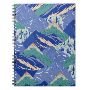 vintage Berglandschaft nahtloses Muster. Dunkel Notizblock