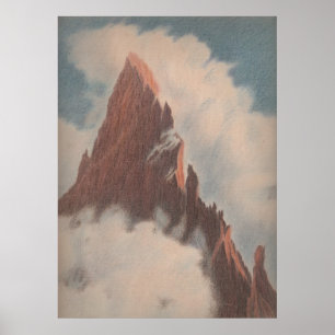 Vintage Berglandschaft Wolken Schnee einzigartig Poster