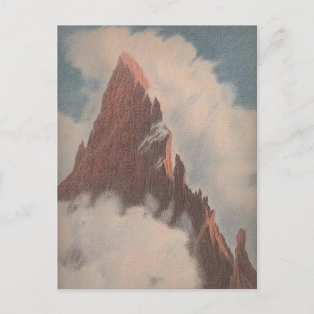 Vintage Berglandschaft Wolken Schnee einzigartig Postkarte (Vorderseite)