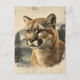 Vintage Berglöwe In Winterlandschaft Postkarte