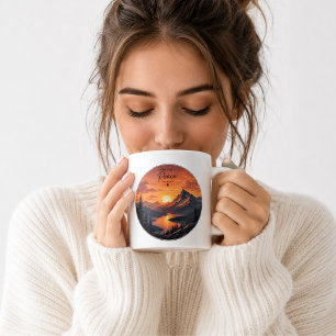 Vintage Bergsonnenuntergang-Kaffeetasse Retro Na Kaffeetasse