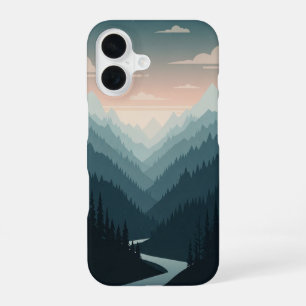 Vintage Bergtal iPhone 16 Hülle