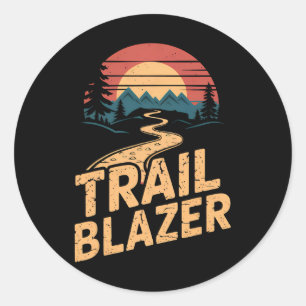 Vintage Bergwanderer Trail Blazer Retro Wandern C Runder Aufkleber