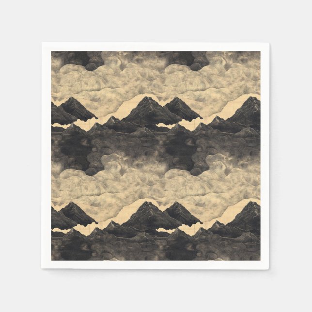 Vintage Bergwolkenlandschaft (2) Serviette (Vorderseite)