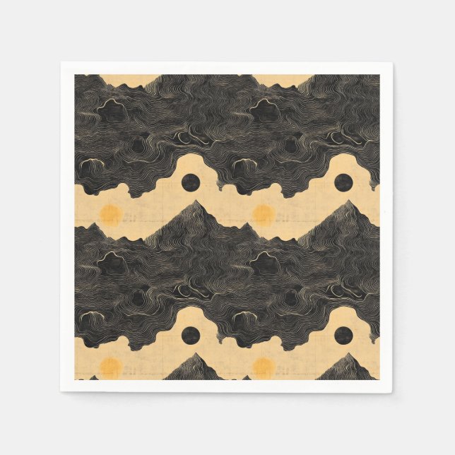 Vintage Bergwolkenlandschaft (4) Serviette (Vorderseite)