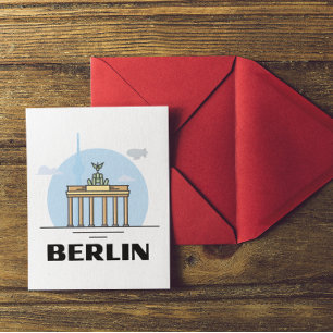 Vintage-Berlin-Skyline-Kunst Postkarte