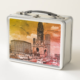 Vintage Berliner Kaiser-Wilhelm-Gedächtniskirche Metall Brotdose