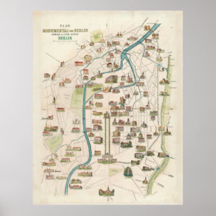 Vintage Berliner Stadtplan (1856) Poster