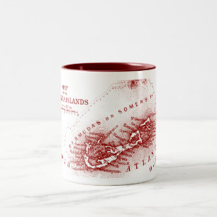 Vintage Bermuda-Karte, Burgunder Zweifarbige Tasse