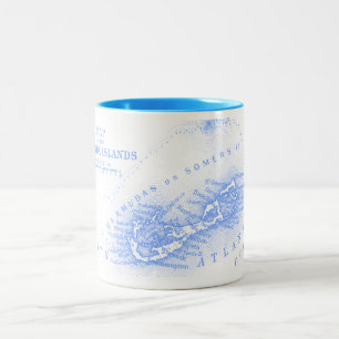 Vintage Bermuda-Karte, hellblau Zweifarbige Tasse