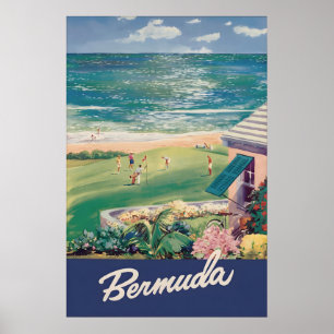 Vintage-Bermuda-Reiseplakatdruck, Küstenstil Poster