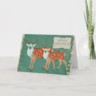 Vintage Bernstein Ornamente Hirsch Weihnachtskarte Feiertagskarte
