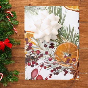 Vintage Berry Citrus und Pine Weihnachtsfeiertag Geschenkpapier Set