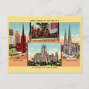 Vintage berühmte Kirchen New Yorks Postkarte