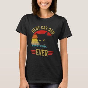 Vintage Best Cat Dad Ever Brille Retro Vatertag T-Shirt
